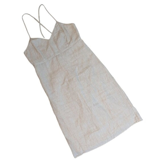 Old Navy Womens Sz 4 Beige 100% Linen Strappy Dress - Picture 1 of 4